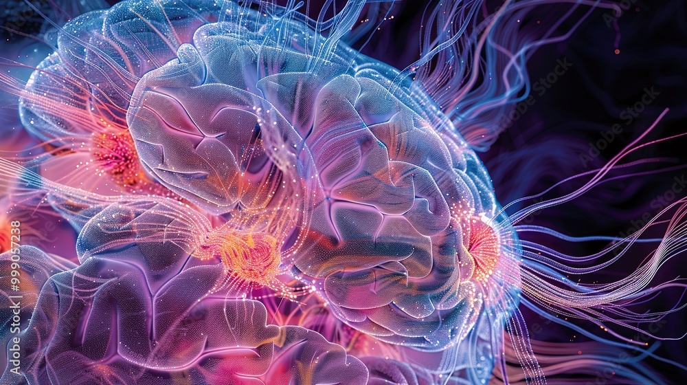 A glowing, intricate depiction of a brain with delicate neural connections. . A glowing, intricate depiction of a brain with delicate neural connections. .