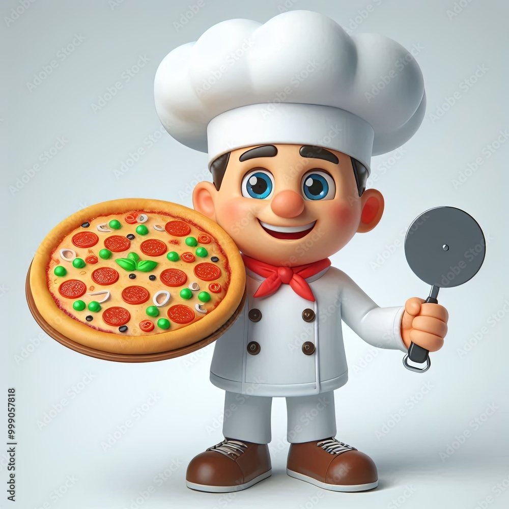 Cartoon pizza chef Mascot character, 3d Generative aI
Cartoon pizza chef Mascot character, 3d Generative aI