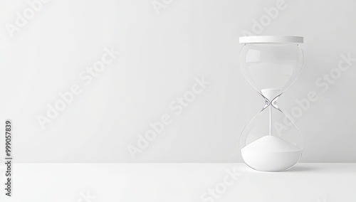 Time is money concept, US dollar banknotes and hourglass isolated with white highlights