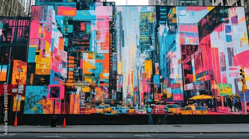 Wallpaper Mural A Vibrant Cityscape with Taxis and Trees Torontodigital.ca