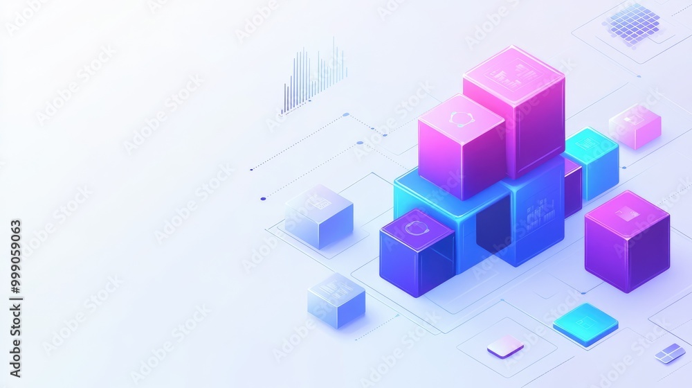 Abstract geometric pattern with isometric cubes and lines on white background. Abstract geometric pattern with isometric cubes and lines on white background.