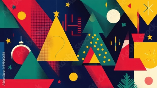 Abstract Geometric Christmas Tree Ornament Design