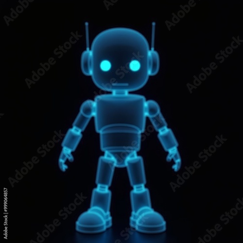 ai humanoid robot body hologram on black background