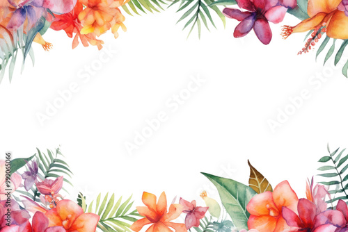 PNG Tropical flower border watercolor backgrounds outdoors pattern.