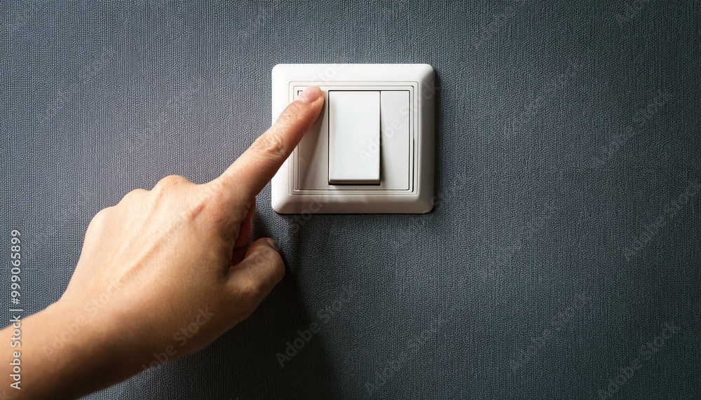 hand pressing switch, a person reaches out to press the room light switch hand pressing switch, a person reaches out to press the room light switch