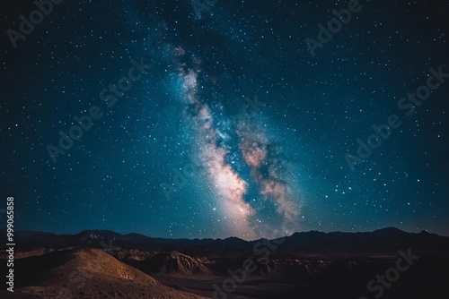 A stunning long-exposure shot of the night sky over a desert landscape, showcasing the beauty of the cosmos,