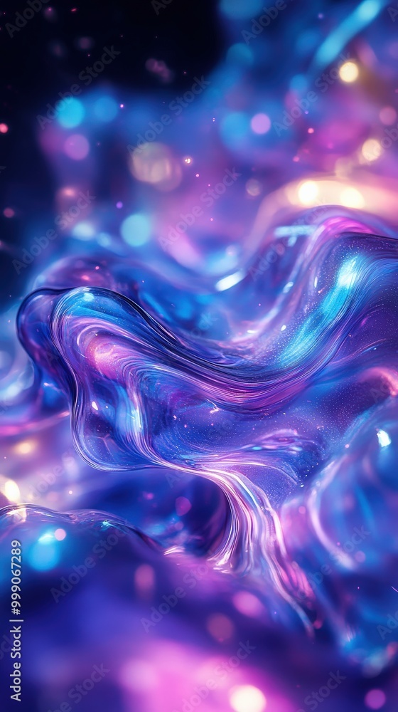 Vibrant Blue and Purple Liquid Waves with Neon Glow Reflection Vibrant Blue and Purple Liquid Waves with Neon Glow Reflection