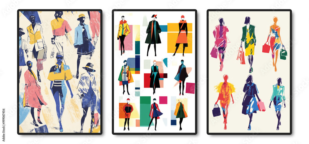 Naklejka premium Abstract Fashion Illustrations - Modern Art Style