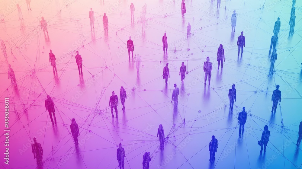 Abstract network of connected people, representing social connections, communication, and teamwork. Abstract network of connected people, representing social connections, communication, and teamwork.