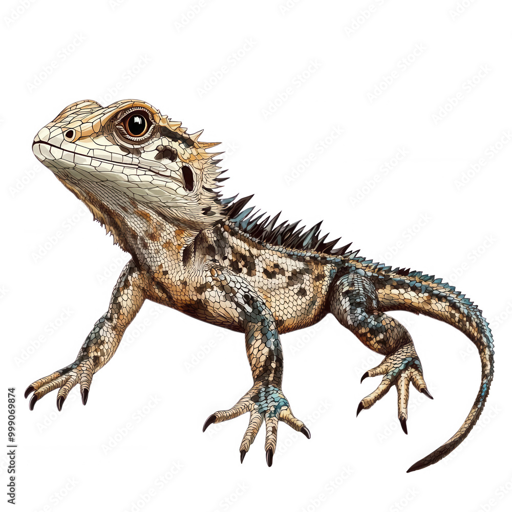 Fototapeta premium Lizard with detailed skin texture, transparent background