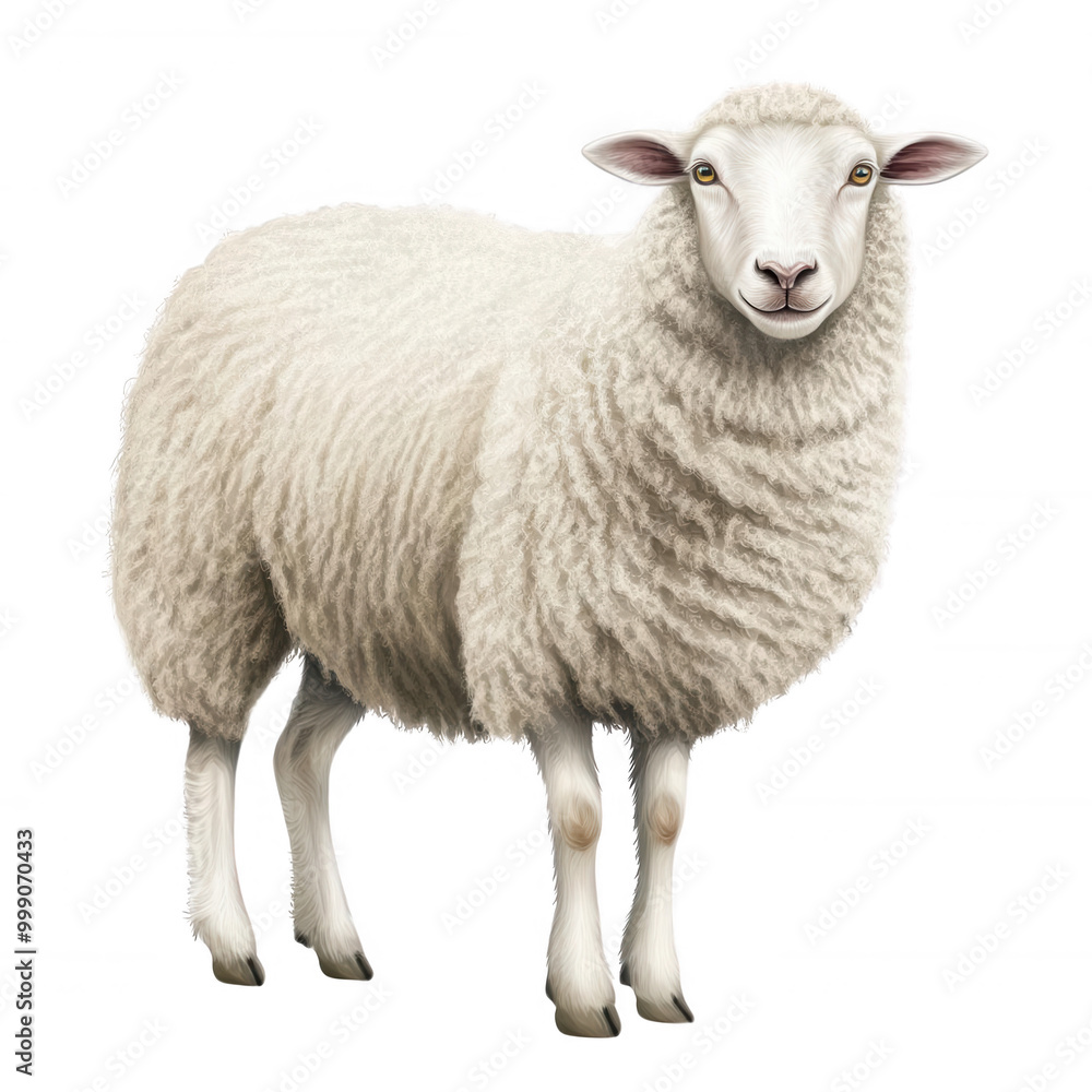 White sheep standing, transparent background White sheep standing, transparent background