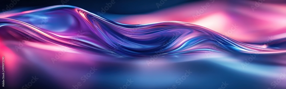 Fototapeta premium Vibrant Blue and Purple Liquid Waves with Neon Glow Reflection