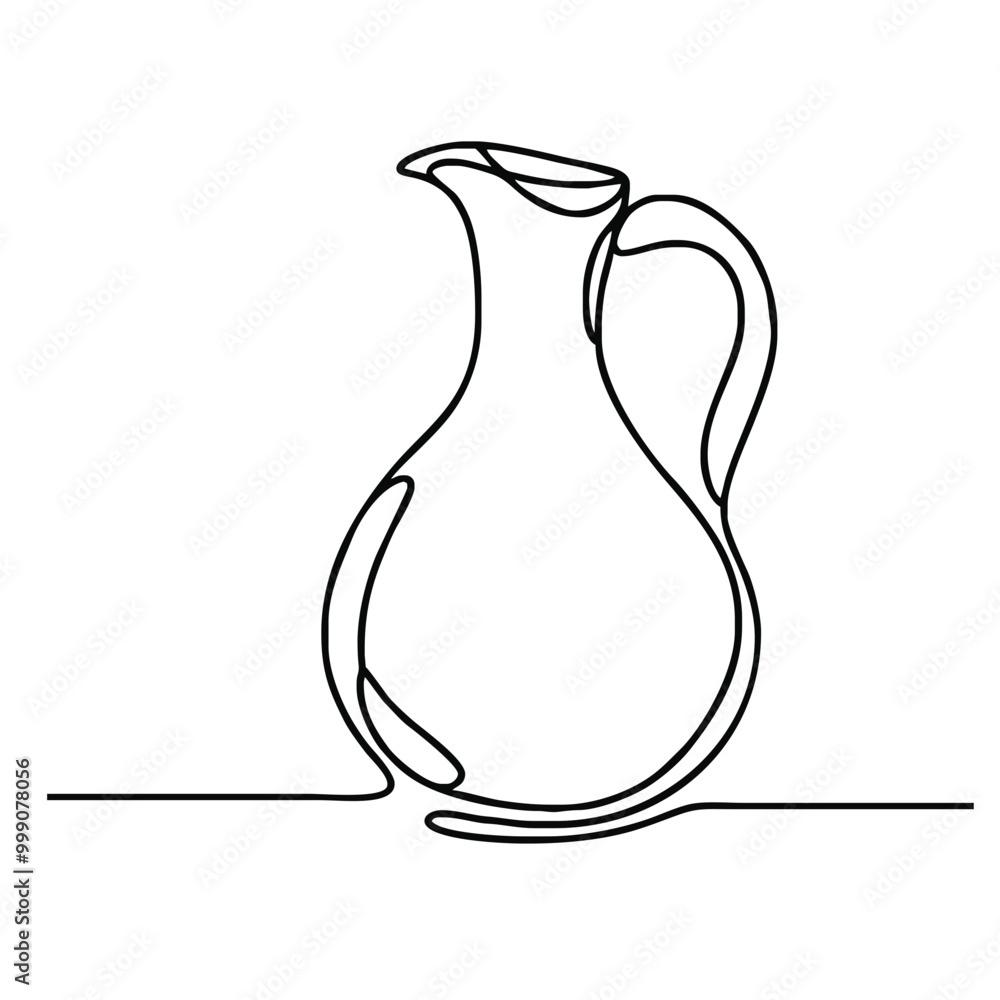 Carafe. Icon. Vector drawing. One-line drawing. A simple drawing depicting a continuous line of a tableware item for a liquid or drink. Carafe. Icon. Vector drawing. One-line drawing. A simple drawing depicting a continuous line of a tableware item for a liquid or drink.