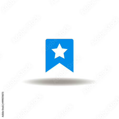 Vector illustration of bookmark label with star. Symbol of favorites.