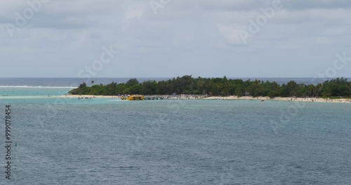 Tourists at the beach, Mystery Island, Vanuatu. photo