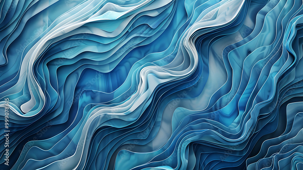 Obraz premium Abstract blue background with layered, wavy lines.