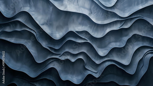 Abstract blue and gray wavy pattern.