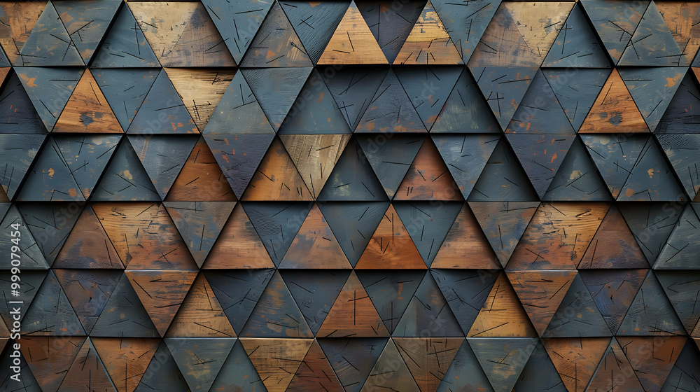 Wooden triangle pattern wall. Wooden triangle pattern wall.