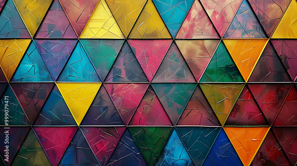 Abstract colorful triangle pattern with painted texture. Abstract colorful triangle pattern with painted texture.