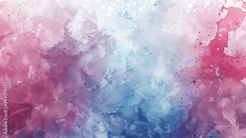 Abstract watercolor background with shades of blue and pink.