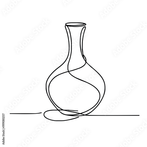 Decanter. Icon. Vector drawing. One-line drawing. A simple drawing depicting a continuous line of a tableware item for a liquid or drink.