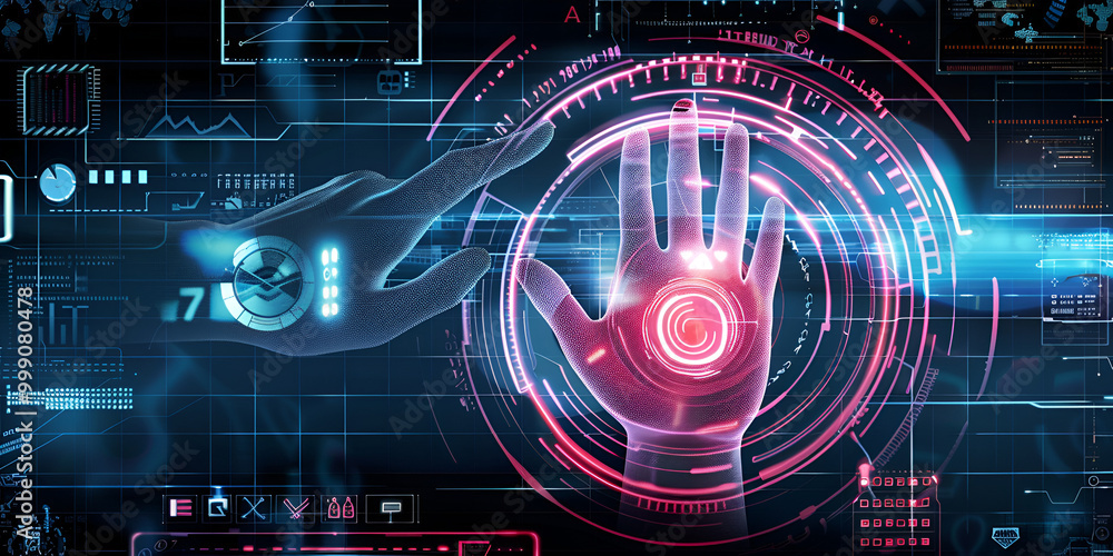 Futuristic Digital Handprint Scan for Biometric Security
Futuristic Digital Handprint Scan for Biometric Security