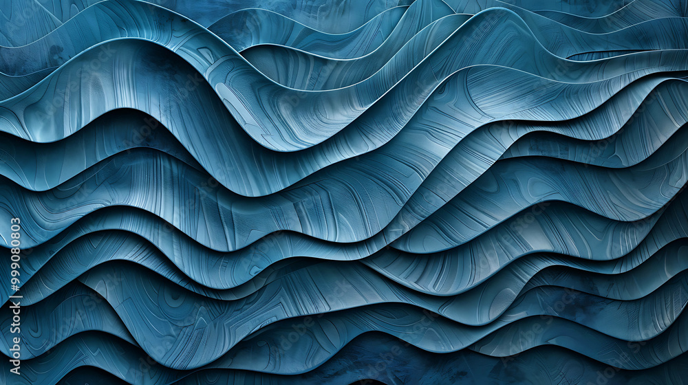 Obraz premium Abstract blue wavy pattern background