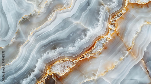 Close-up of white and gold patterned marble. photo