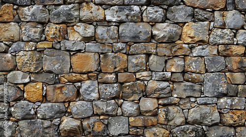 A close-up of a weathered stone wall. photo