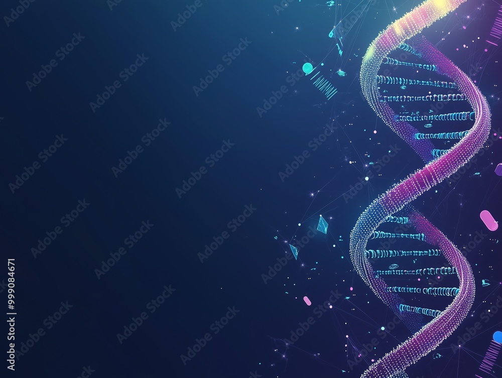 Abstract DNA Spin Microscopic View of Human Genome Structure on Dark Background Abstract DNA Spin Microscopic View of Human Genome Structure on Dark Background