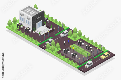 Isometric cafe building
