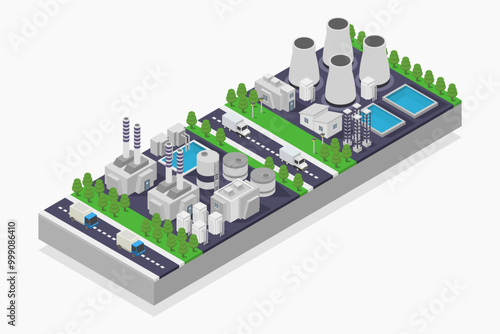 Isometric Nuclear Power Plant