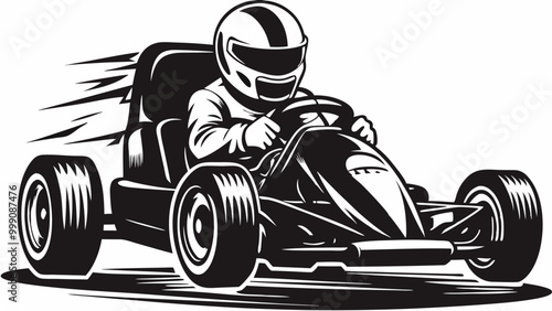 racing car on the road. go-kart silhouette vector illustration. speedy 