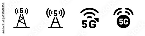 WebConnection tower icon set. Internet and mobile connection. 5g internet.