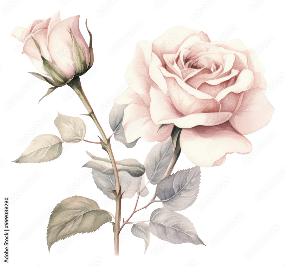 Obraz premium PNG Botanical illustration rose vintage flowers sketch plant inflorescence.