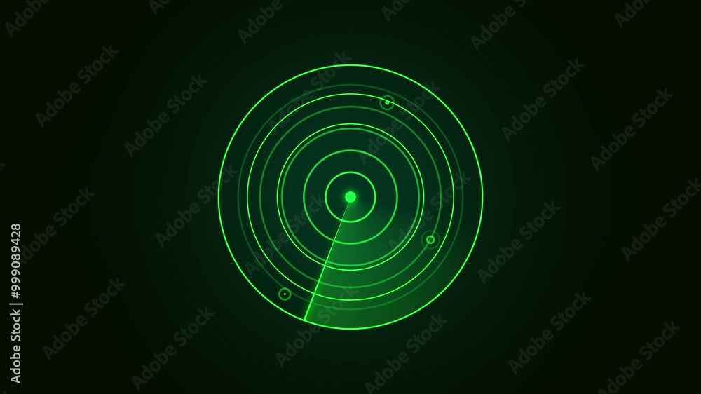 green radar animation on black background. Radar Detection Screen Display. green radar animation on black background. Radar Detection Screen Display.