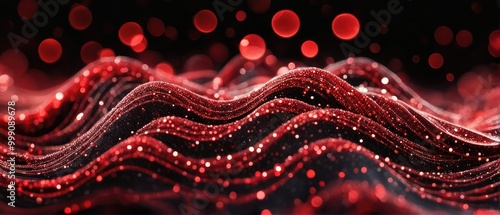 Wallpaper Mural Abstract Red Glitter Waves Torontodigital.ca