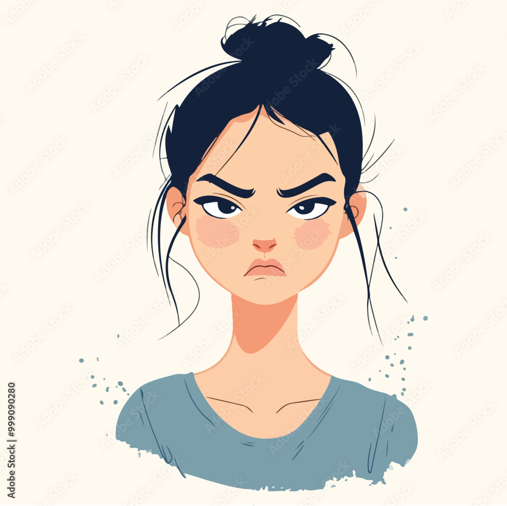 Girl angry and angry cartoon character Vector illustration Girl angry and angry cartoon character Vector illustration