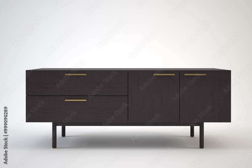 Wooden cabinet with several drawers. 3D rendering images. Perfect for interior design, furniture store, home decor concepts. Wooden cabinet with several drawers. 3D rendering images. Perfect for interior design, furniture store, home decor concepts.