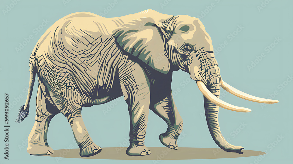 Fototapeta premium A detailed illustration of an elephant walking.