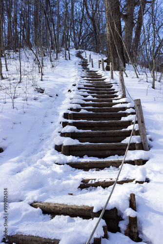 snowed stairs at yamanashi