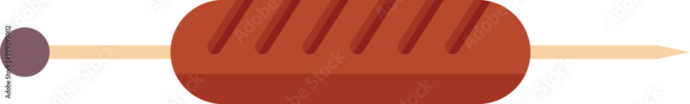 Simple vector illustration of a grilled sausage on a wooden skewer, isolated on a white background Simple vector illustration of a grilled sausage on a wooden skewer, isolated on a white background