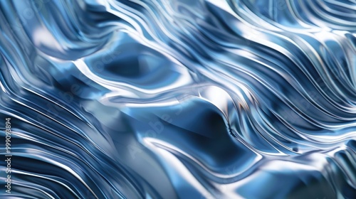 A wave-like pattern of undulating lines in shades of blue and silver