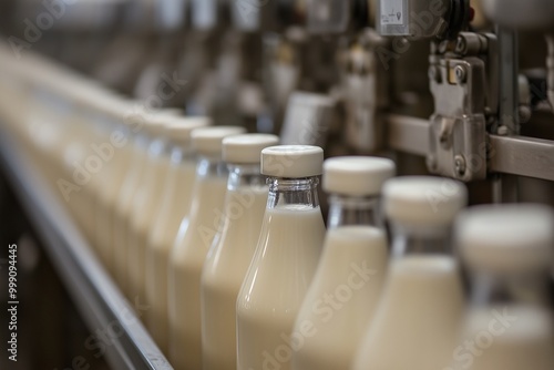 Processing Cow's Milk at a Dairy Plant - Generative AI photo