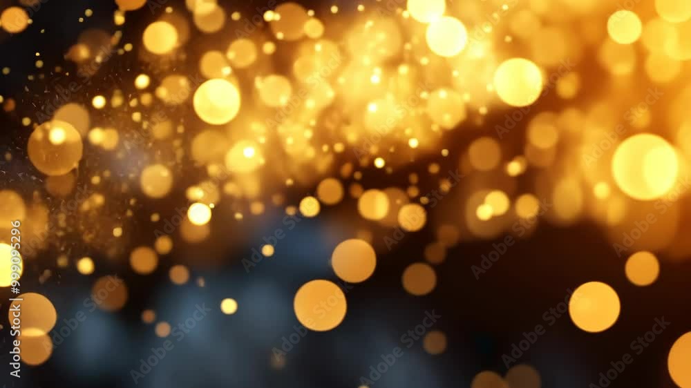 Golden bokeh lights illuminate the night sky, creating a beautiful and festive atmosphere Golden bokeh lights illuminate the night sky, creating a beautiful and festive atmosphere