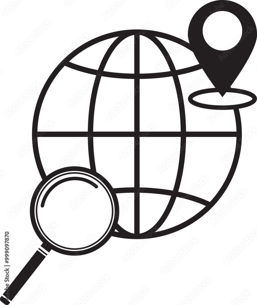 illustration of icon searching for pin point map in the world illustration of icon searching for pin point map in the world