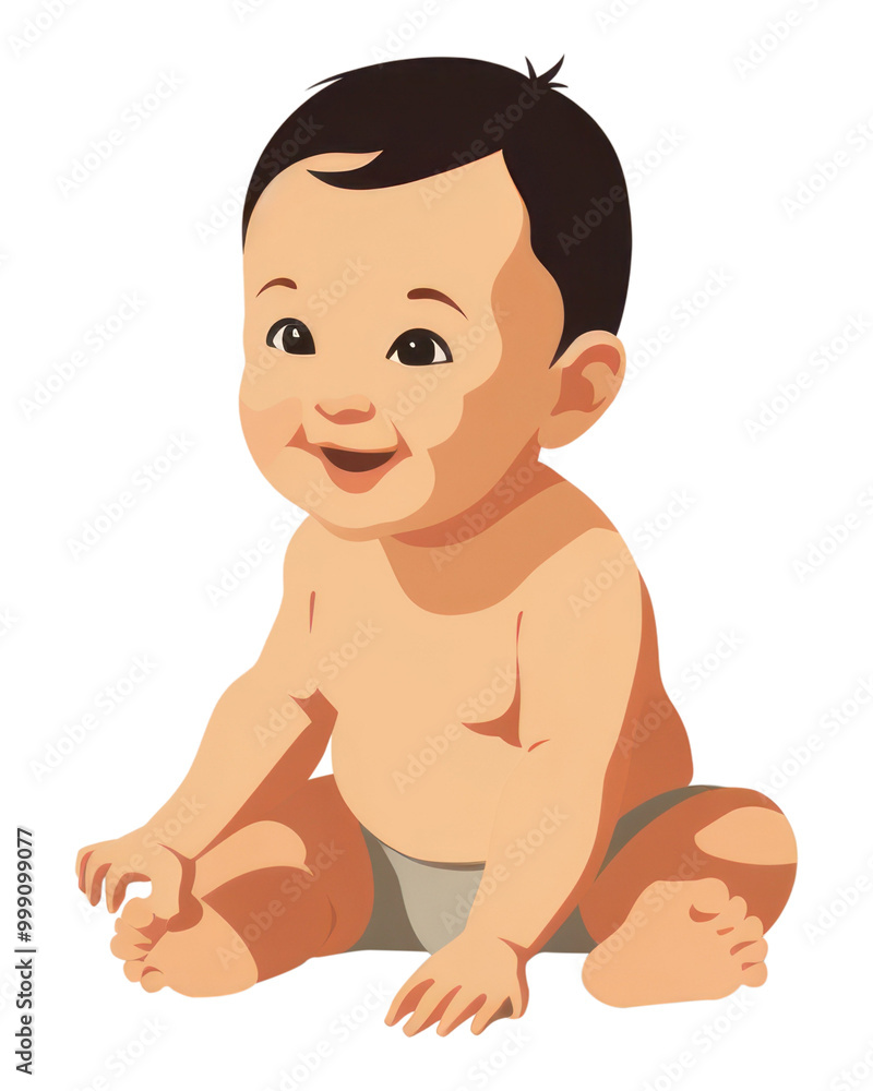PNG Crawling baby portrait representation. PNG Crawling baby portrait representation.