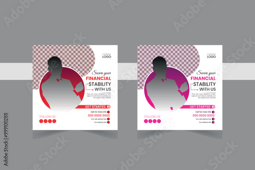 Modern Business banner for social media posts. Vector design Editable minimal square banner template.