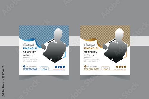 Modern Business banner for social media posts. Vector design Editable minimal square banner template.