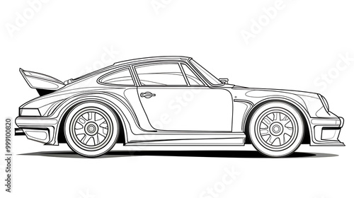 Outline drawing of a classic sports car, perfect for coloring.